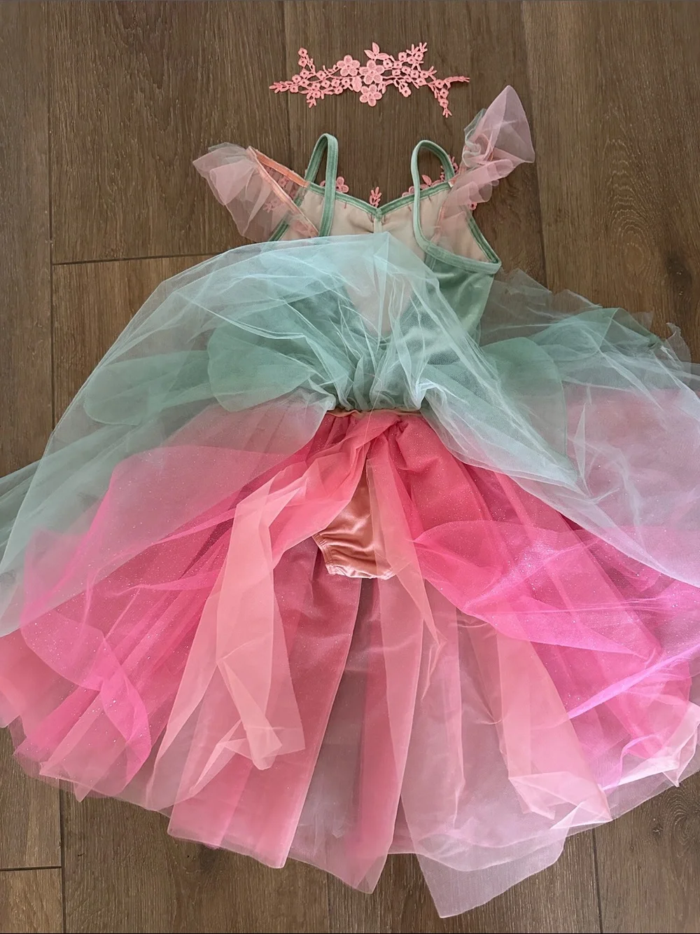 Weissman Pink & Green Fairy Tutu Dress Costume. Great for dance or Halloween.